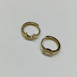 ARETES TEJIDO ARRACADAS CON FIG LUNA CON CIRCONIAS 14K 2.6 GR (NUEVO)