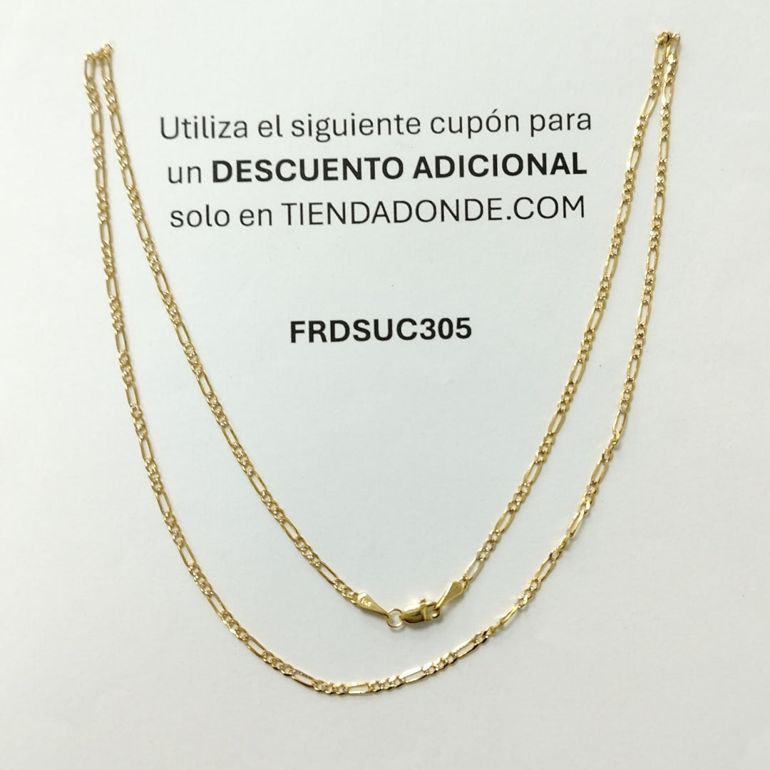 CADENA TEJIDO 3X1 DIAMANTADA 14K 50CM 3.1GR FPR05050 (NUEVO)