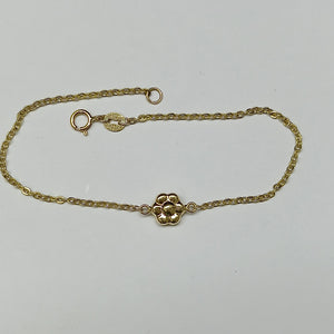 PULSERA TEJIDO ESPECIAL C FLOR 14K 18 CM 1.4 GR PTR45 (NUEVO)