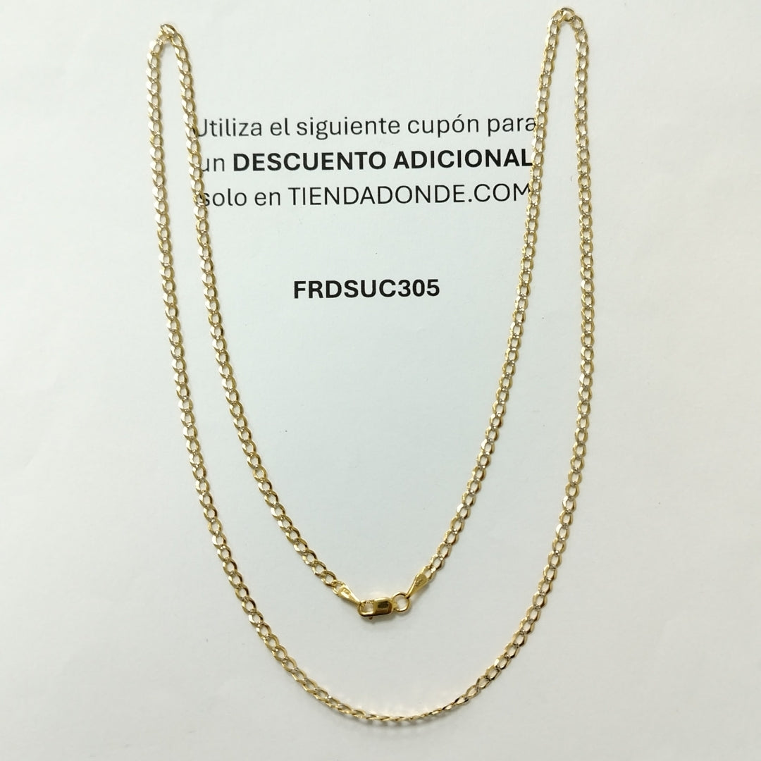 CADENA TEJIDO BARBADA DIAMANTADA 14K 60CM 5.1GR CPAR060 (NUEVO)