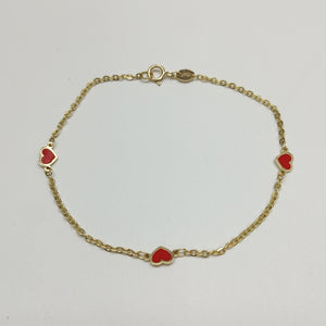 PULSERA ESPECIAL CON CORAZONES 14K 18 CM 1.4 GR (NUEVO)