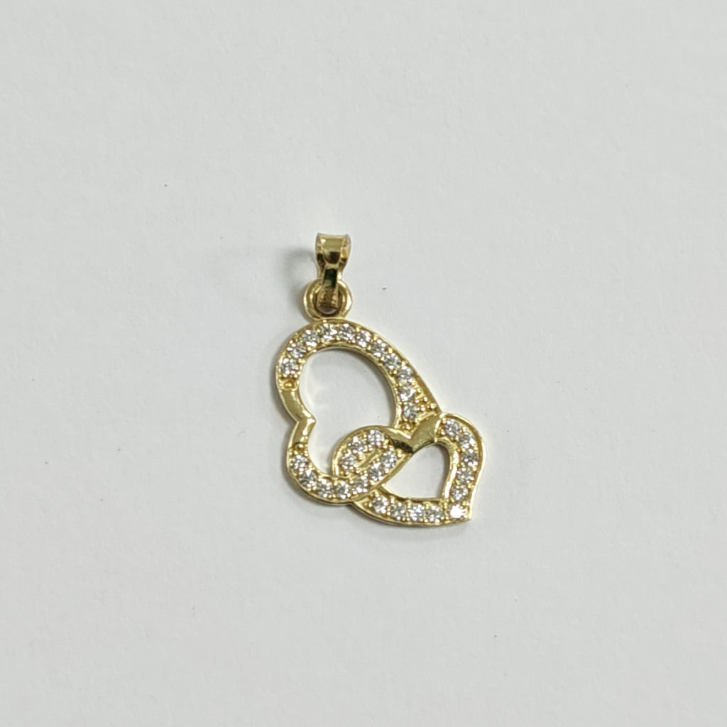 DIJE CORAZONES CON CIRCONIAS 14K 1.1 GR DDR 13 (NUEVO)