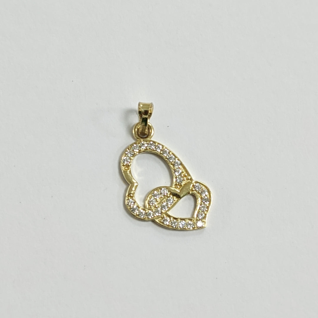 DIJE CORAZONES CON CIRCONIAS 14K 1.1 GR DDR 13 (NUEVO)