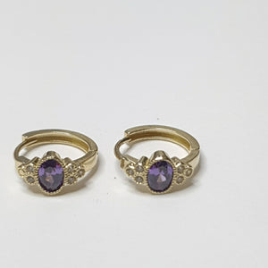 ARETES HUGGIES MORADO 14K 2.7 GR H 96 (NUEVO)