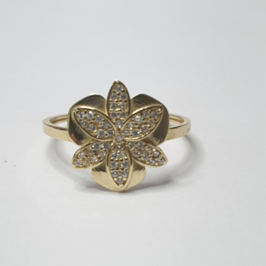 ANILLITO FIGURA FLOR CON CIRCONIA 14K 8 TALLA 1.7 GR ADR 115 (NUEVO)