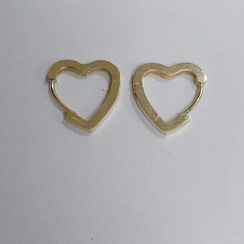 ARETES HUGGIES CORAZON CON CIRCONIAS 14K 2.1 GR HF 03 (NUEVO)