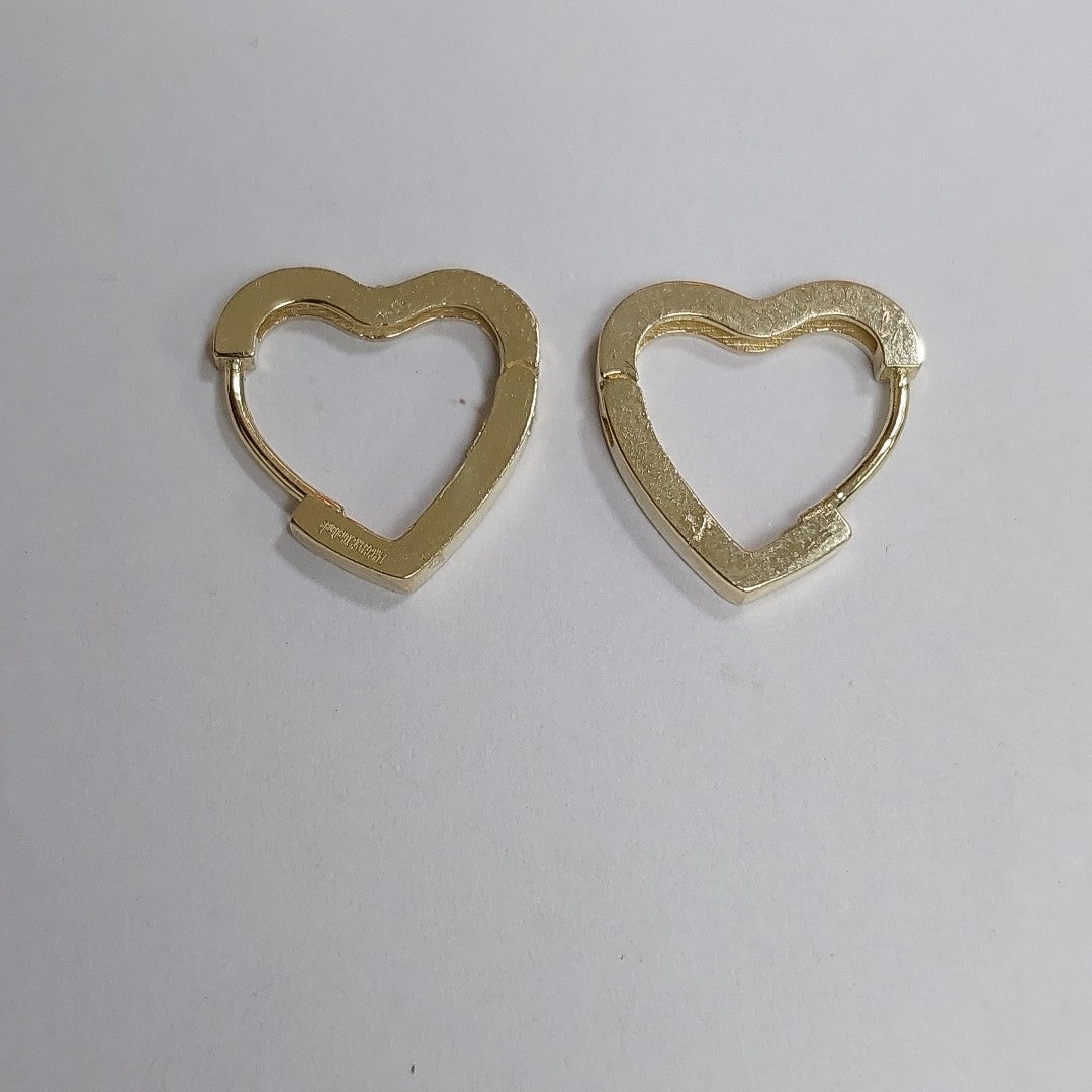 ARETES HUGGIES CORAZON CON CIRCONIAS 14K 2.1 GR HF 03 (NUEVO)