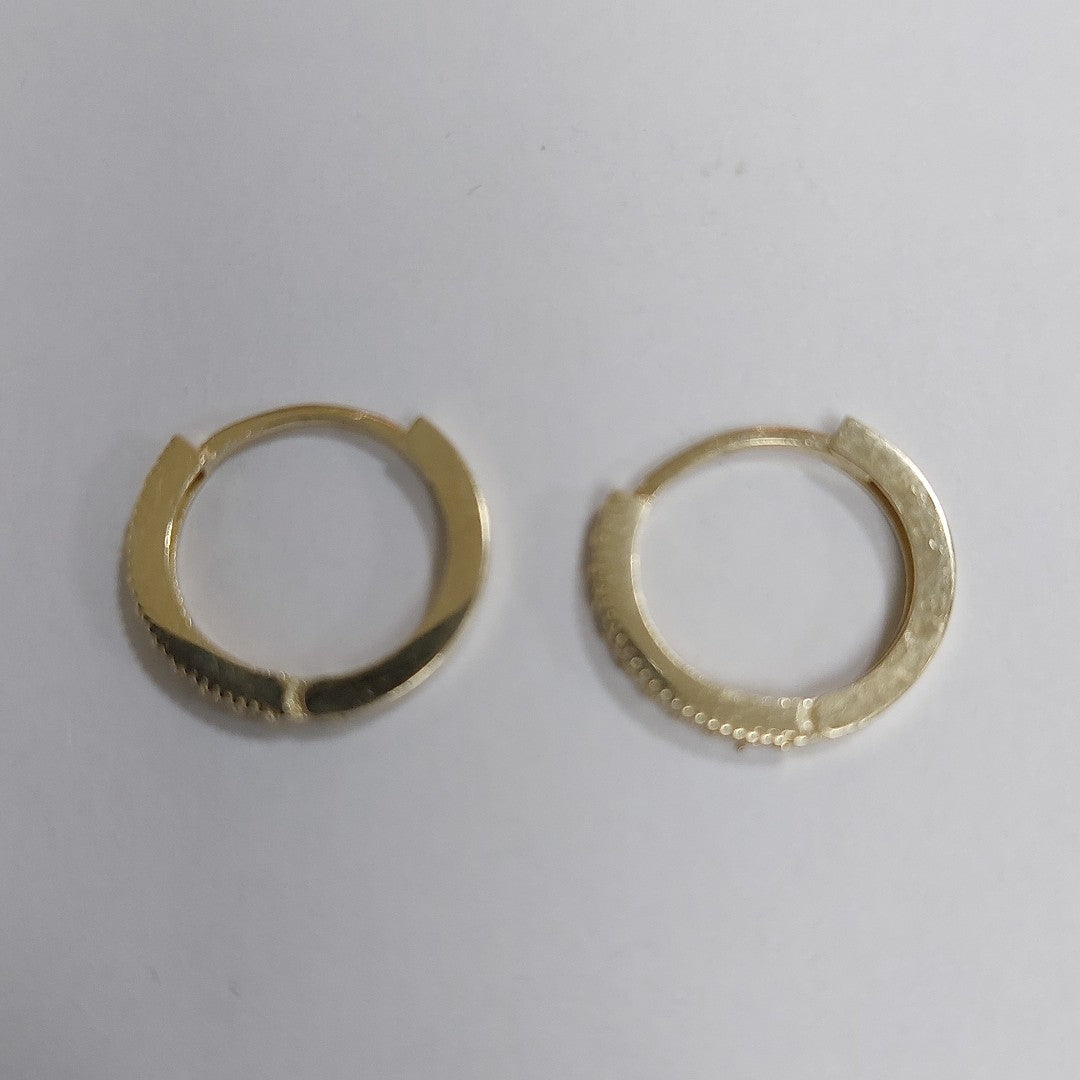 ARETES HUGGIES CON CIRCONIAS 14K 2.2 GR H 0040 (NUEVO)