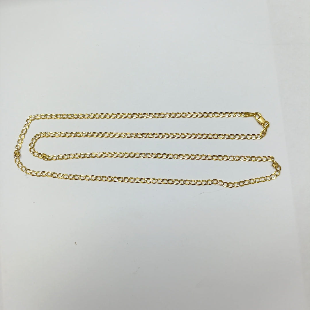 CADENA TEJIDO BARBADA DIAMANTADA 14K 55CM 4.9GR CPAR060 (NUEVO)
