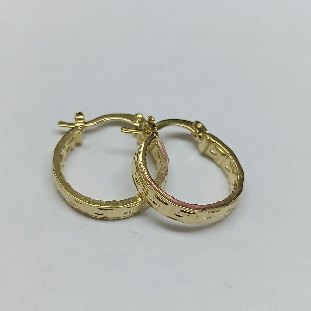 ARETES ARRACADAS CON GRECAS 14K 1.8 GR ETRE 04 (NUEVO)