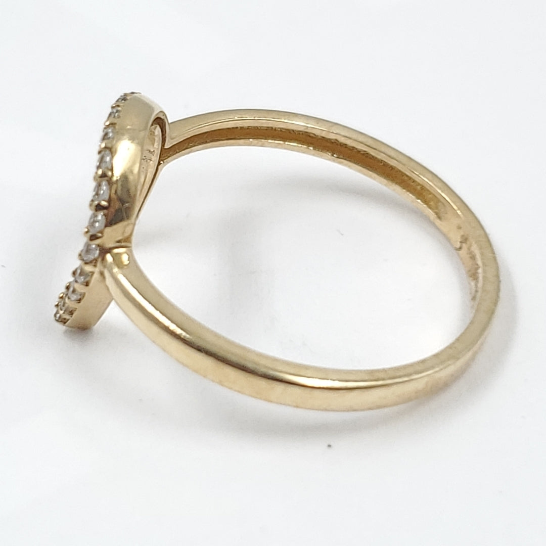 Anillo Oro amarillo 14 K 1.6 gr &quot;Herradura&quot; con Circonia (nuevo)