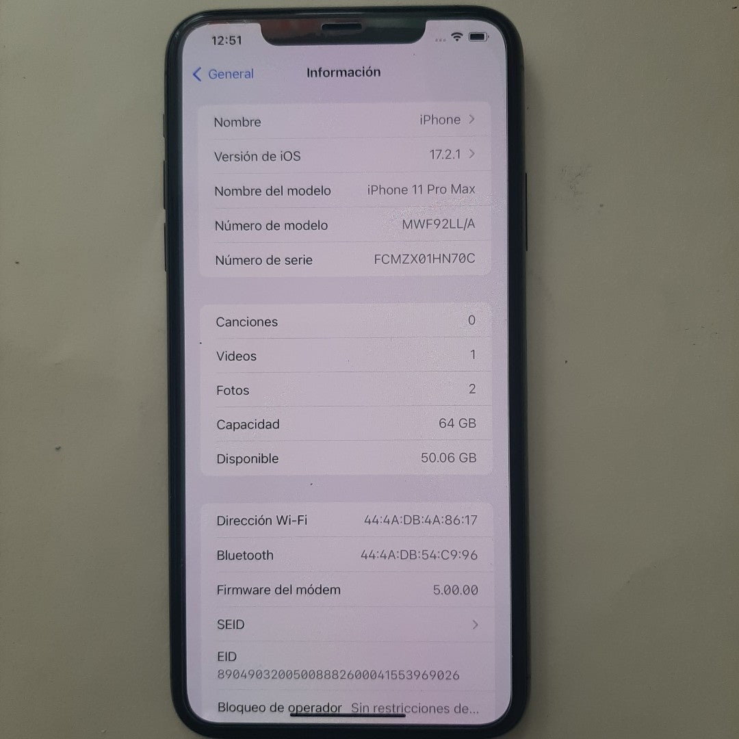 CELULAR APPLE IPHONE 11 PRO MAX A2161 (SEMINUEVO)