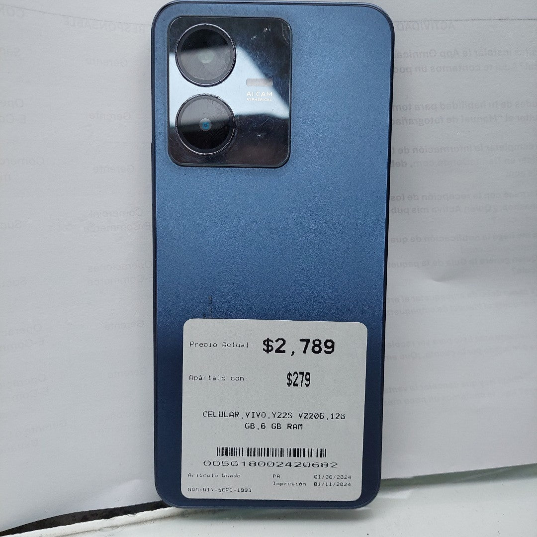 CELULAR VIVO Y22S V2206 128 GB 6 GB RAM