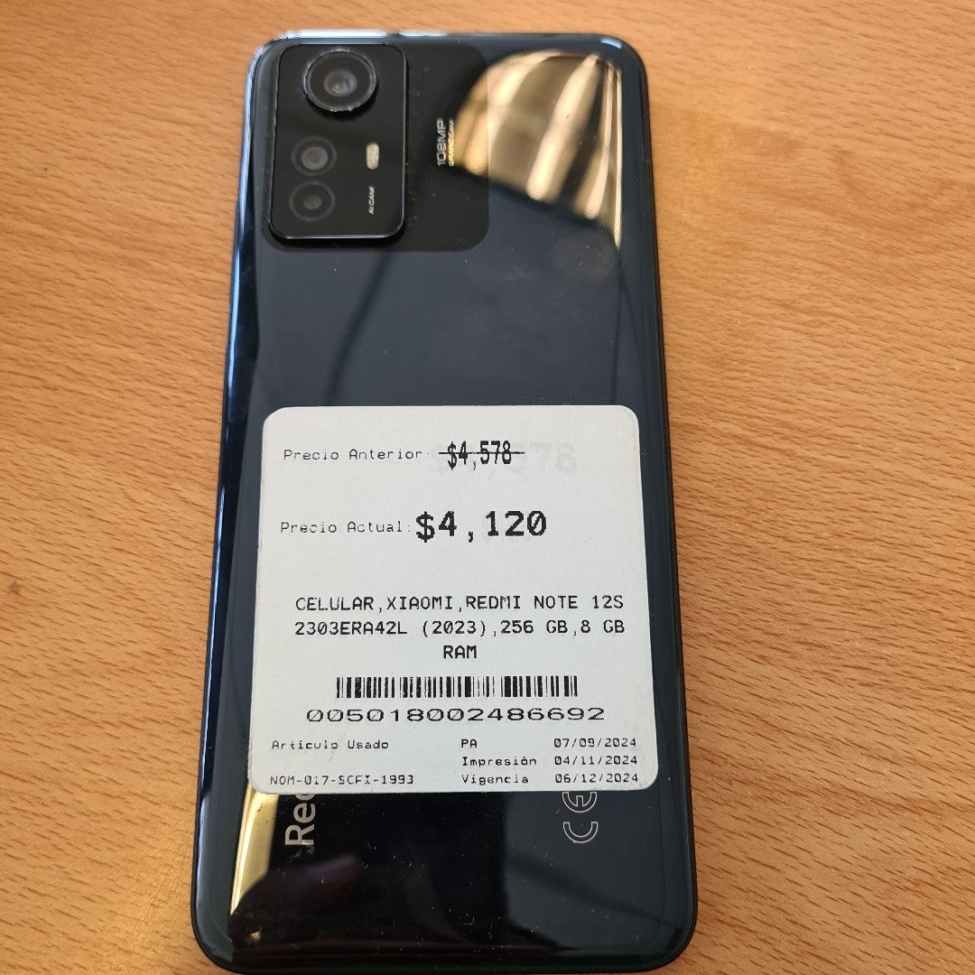 CELULAR XIAOMI REDMI NOTE 12S 2303ERA42L (2023) (SEMINUEVO)