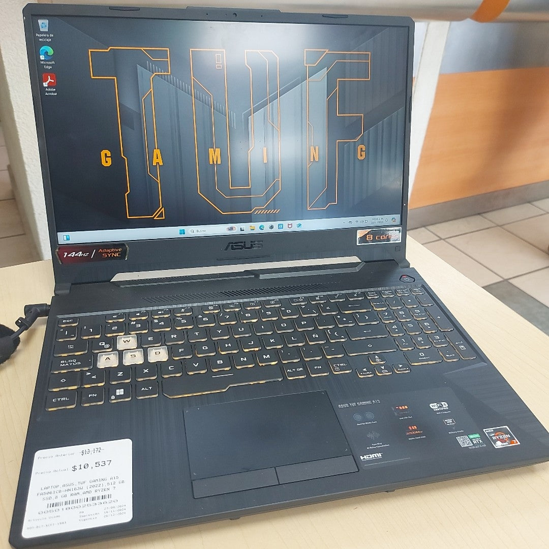 LAPTOP ASUS TUF GAMING A15 FA506ICB-HN163W (2022) 512 GB SSD 8 GB RAM (SEMINUEVO)