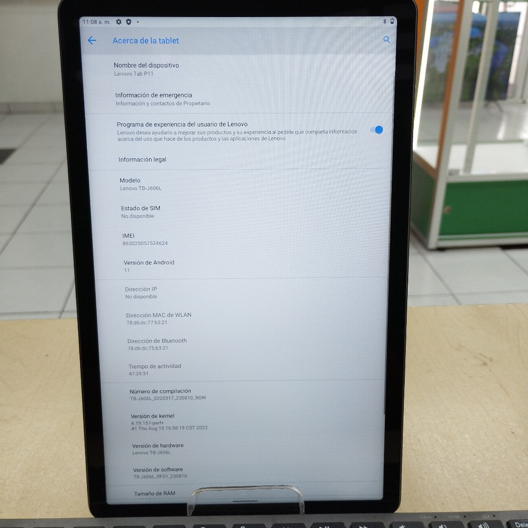 TABLETA LENOVO TAB P11 TB-J606L (2022) 128 GB 4 GB RAM (SEMINUEVO)