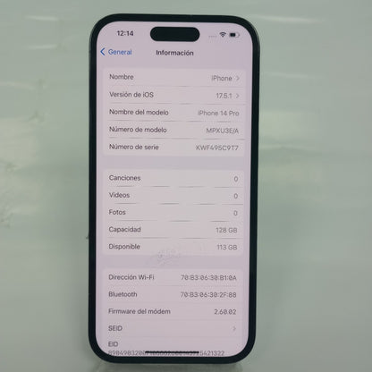 CELULAR APPLE IPHONE 14 PRO A2889 128 GB 6 GB RAM (SEMINUEVO)