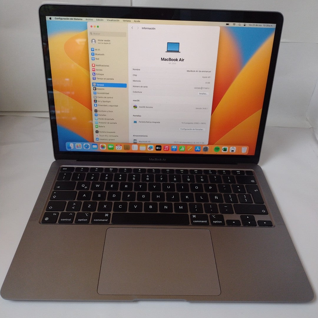 LAPTOP APPLE MACBOOK AIR 13&quot; 2020 3.2 A2337 256 GB SSD 8 GB RAM (SEMINUEVO)