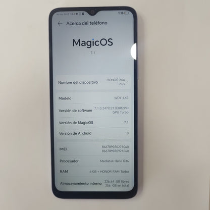 CELULAR HONOR X6A WDY-LX3 (2023) 256 GB 6 GB RAM (SEMINUEVO)