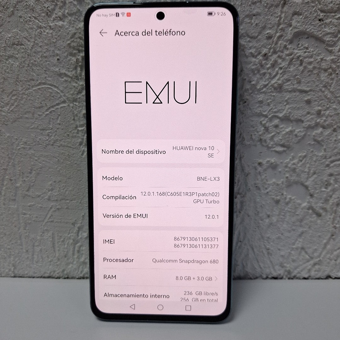 CELULAR HUAWEI NOVA 10 SE BNE-LX3 256 GB 8 GB RAM (SEMINUEVO)