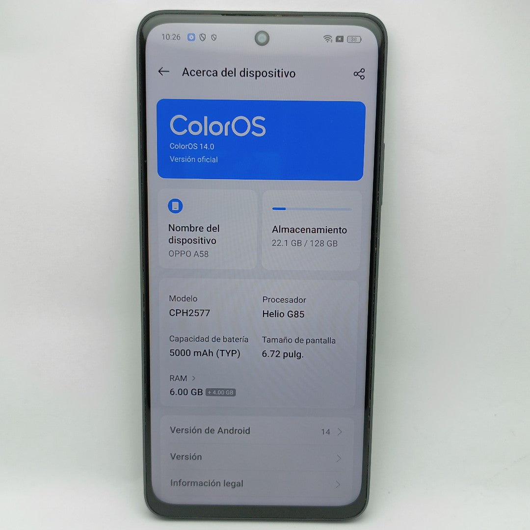 CELULAR OPPO  A58 CPH2577 (2023) 128 GB 6 GB RAM (SEMINUEVO)