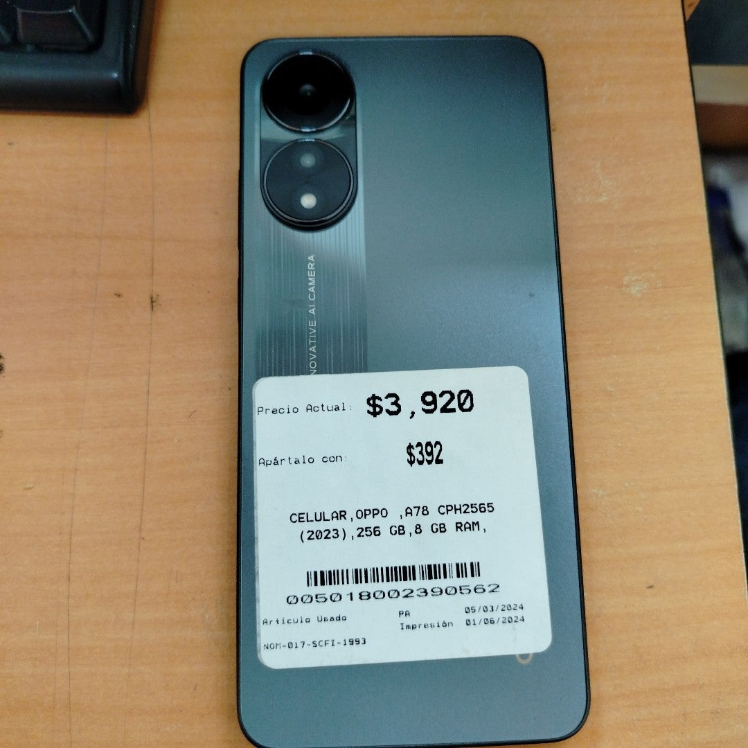 CELULAR OPPO  A78 CPH2565 (2023) 256 GB 8 GB RAM (SEMINUEVO)