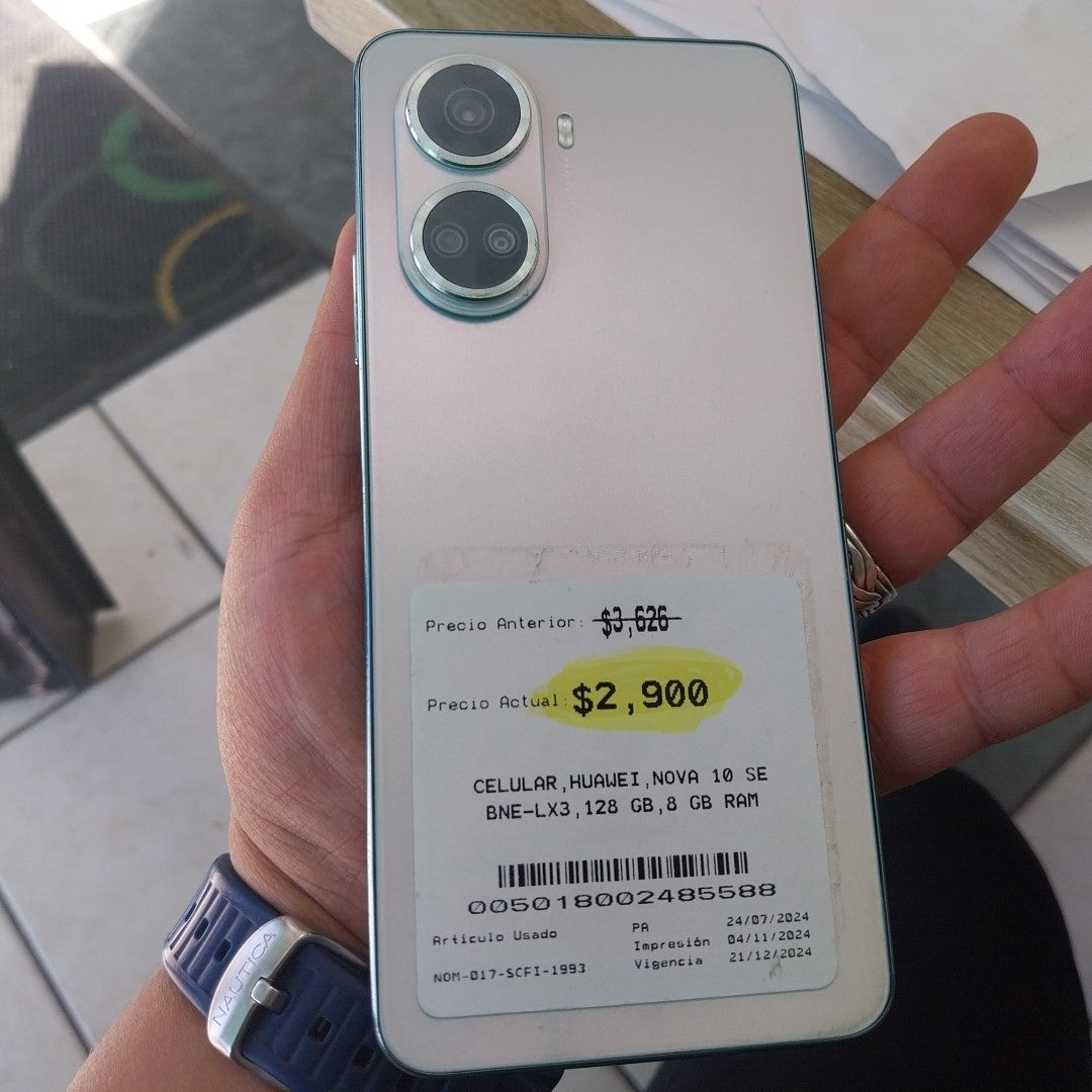 CELULAR HUAWEI NOVA 10 SE BNE-LX3 128 GB 8 GB RAM (SEMINUEVO)