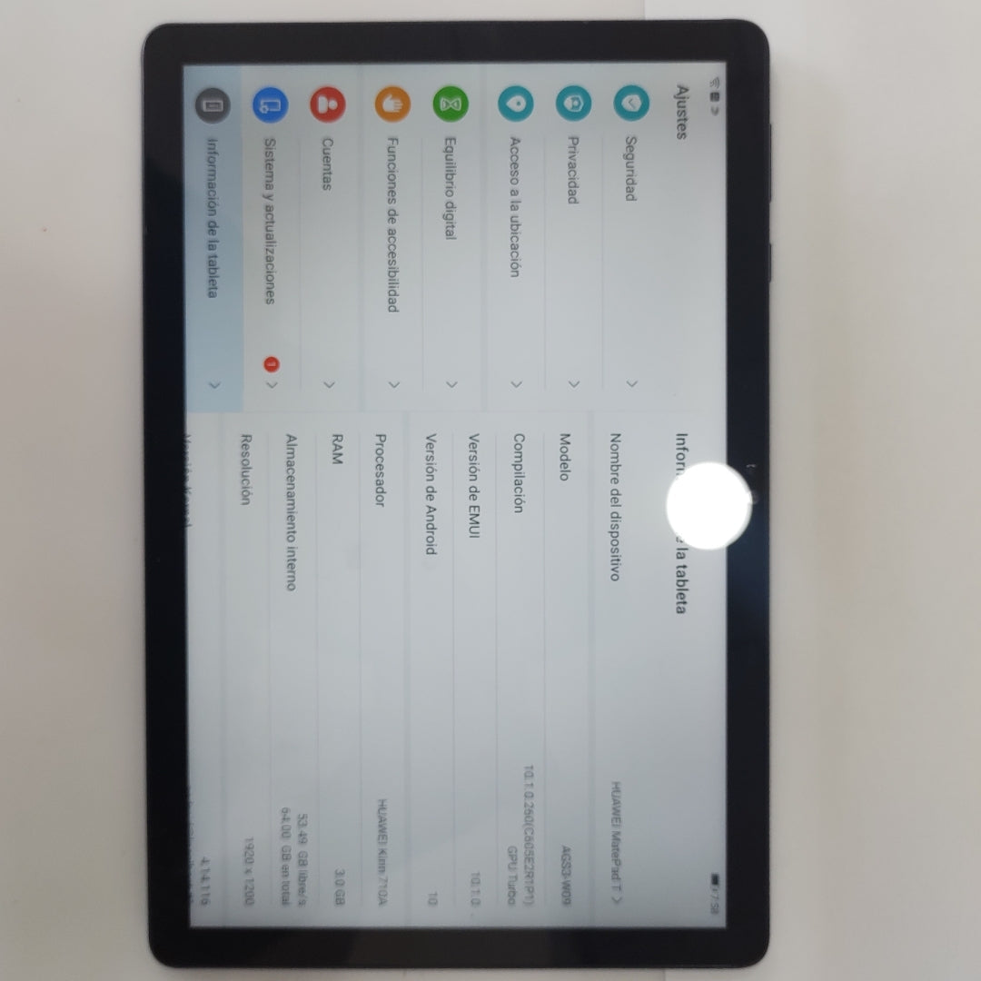 TABLETA HUAWEI MATEPAD T 10S AGS3-W09 10.1" 64 GB 3 GB RAM (SEMINUEVO)