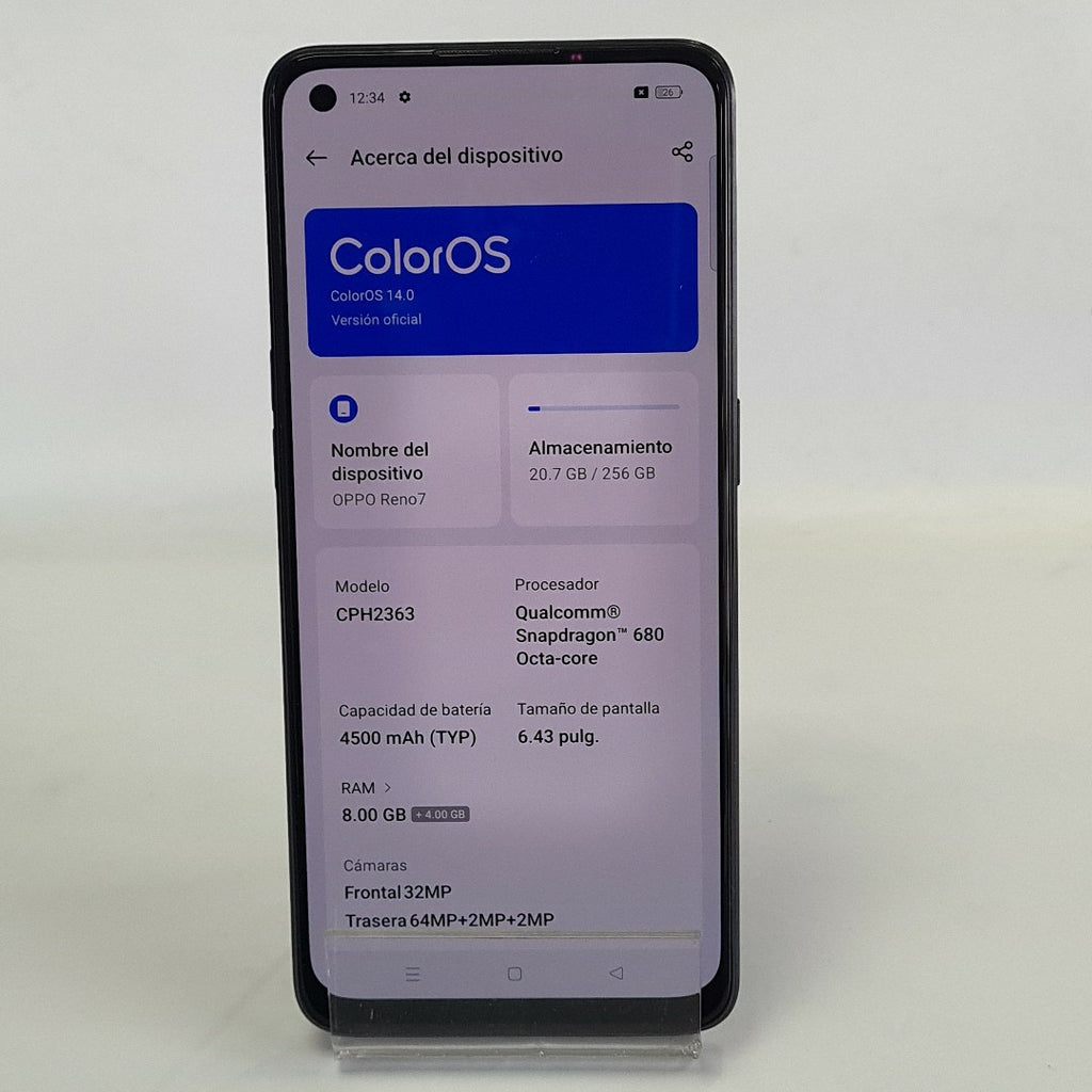 CELULAR OPPO  RENO7 CPH2363 (2022) 256 GB 8 GB RAM (SEMINUEVO)