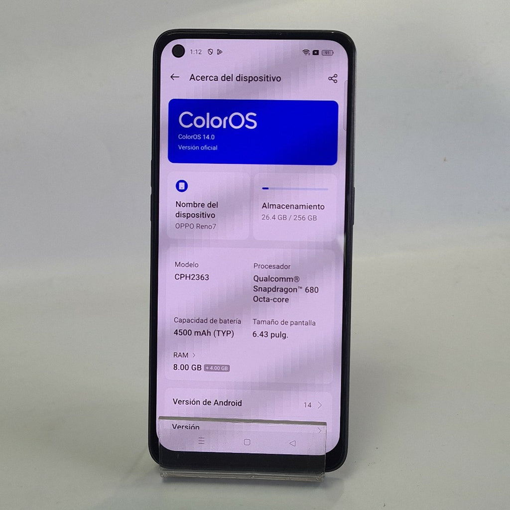 CELULAR OPPO  RENO7 CPH2363 (2022) 256 GB 8 GB RAM (SEMINUEVO)