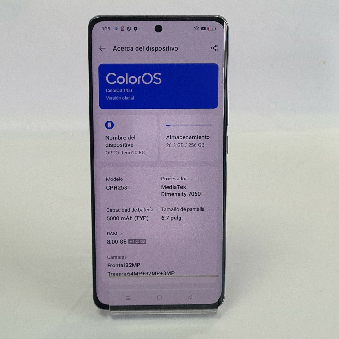 CELULAR OPPO  RENO10 5G CPH2531 (2023) 256 GB 8 GB RAM (SEMINUEVO)