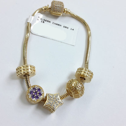 PULSERA CHARM ORO 14K 16 (NUEVO)