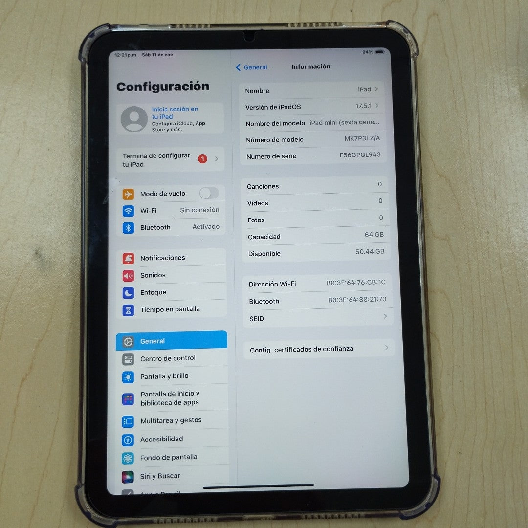 TABLETA APPLE IPAD MINI 6 A2567 64 GB 4 GB RAM