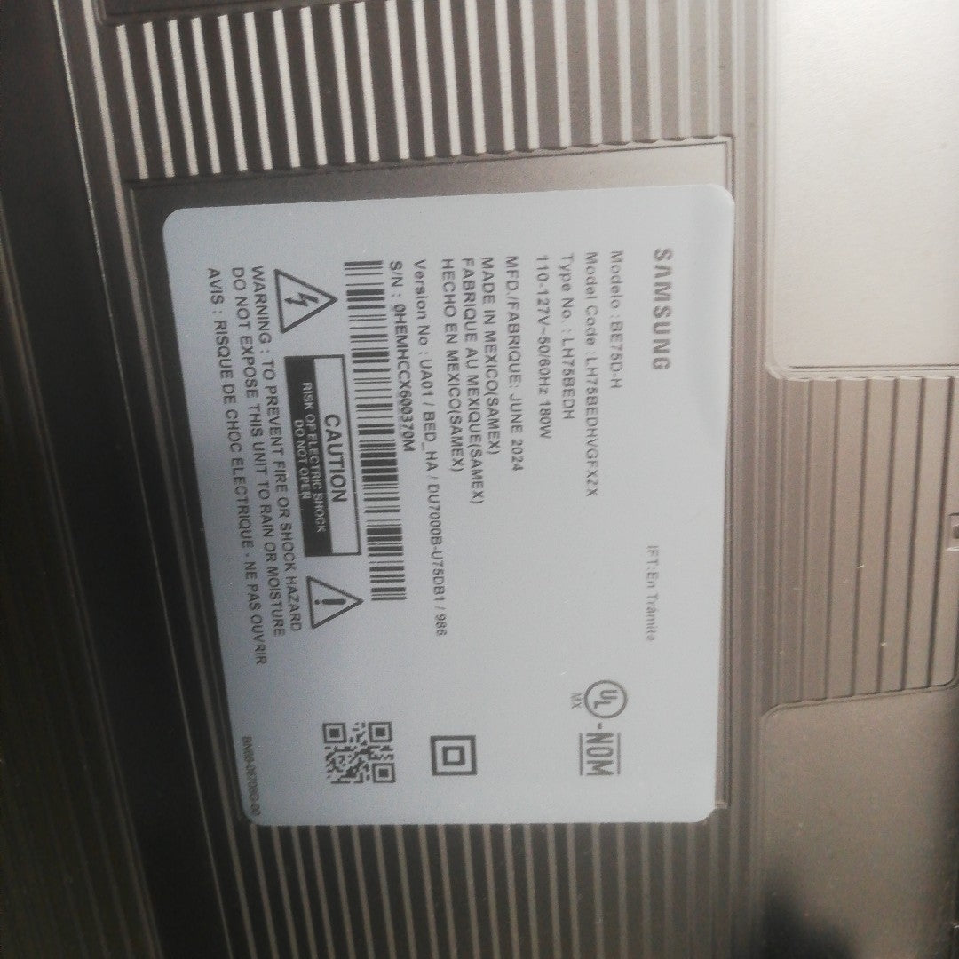 PANTALLA SAMSUNG BE75D-H (2024) 75&quot; LED UHD 4K (SEMINUEVO)