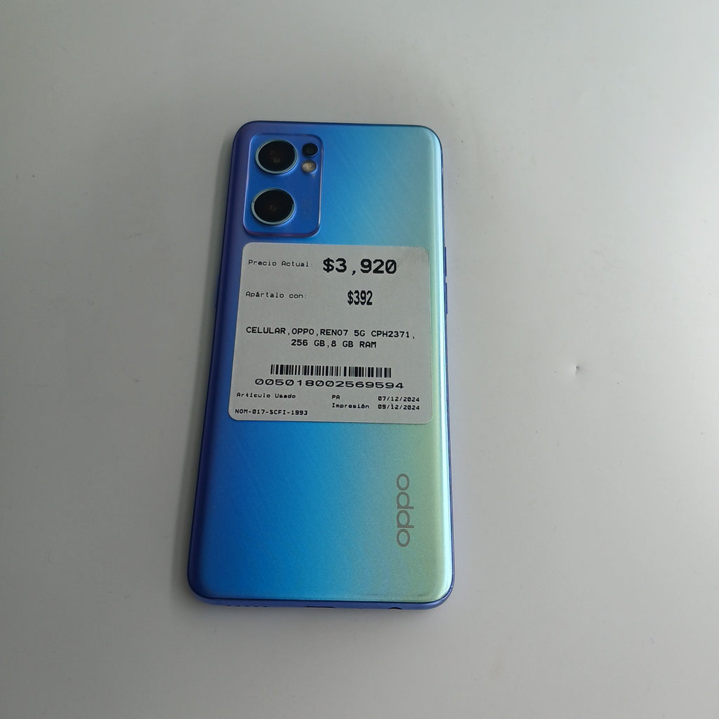 CELULAR OPPO  RENO7 5G CPH2371 256 GB 8 GB RAM (SEMINUEVO)