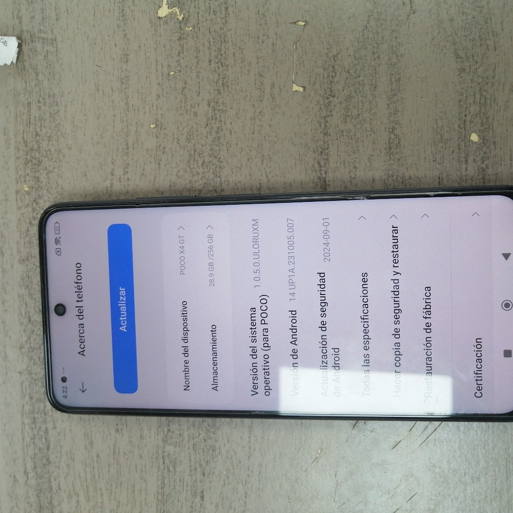 CELULAR XIAOMI POCO X4 GT 22041216G 256 GB 8 GB RAM (SEMINUEVO)
