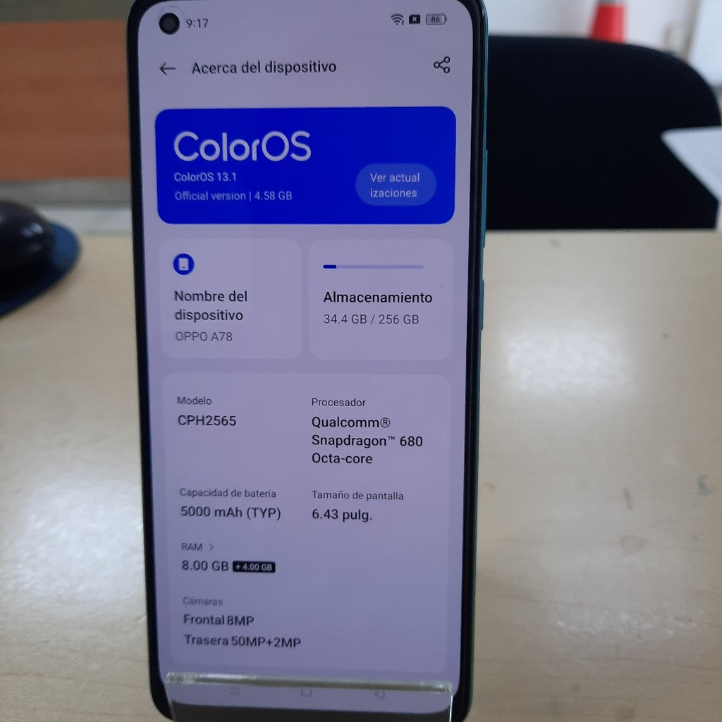 CELULAR OPPO  A78 CPH2565 (2023) 256 GB 8 GB RAM (SEMINUEVO)