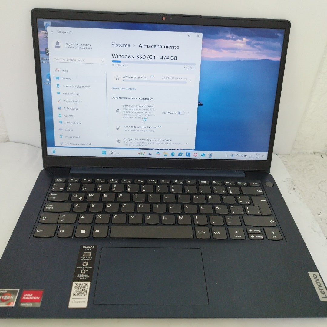 LAPTOP LENOVO IDEAPAD 3 14ALC6 (2022) 512 GB SSD 8 GB RAM (SEMINUEVO)