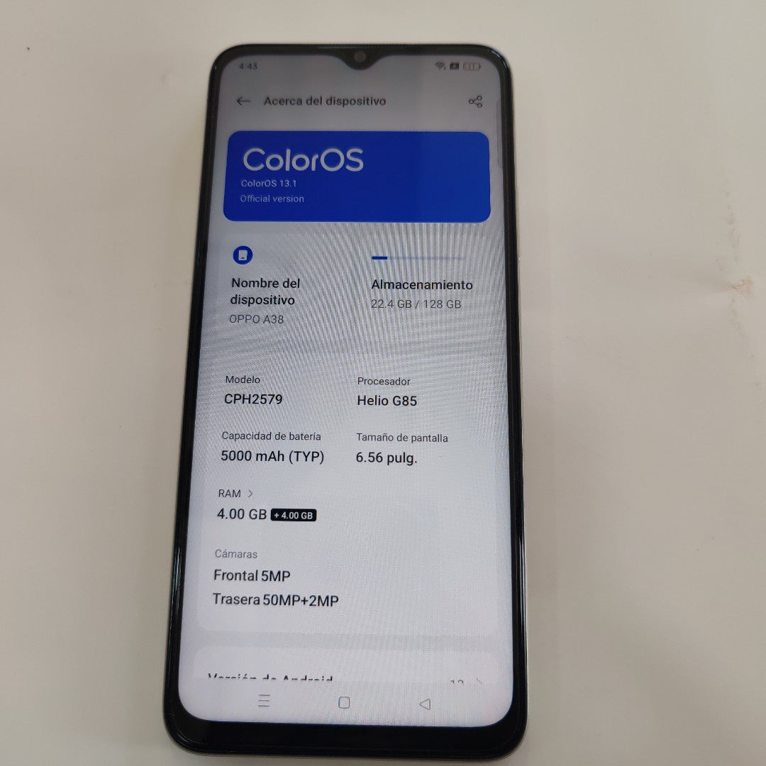CELULAR OPPO  A38 CPH2579 (2023) 128 GB 4 GB RAM (SEMINUEVO)
