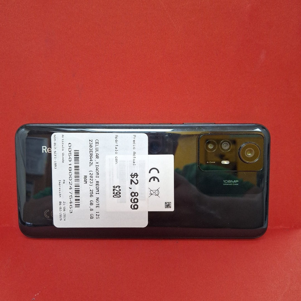 CELULAR XIAOMI REDMI NOTE 12S 2303ERA42L (2023) 256 GB 8 GB RAM (SEMINUEVO)
