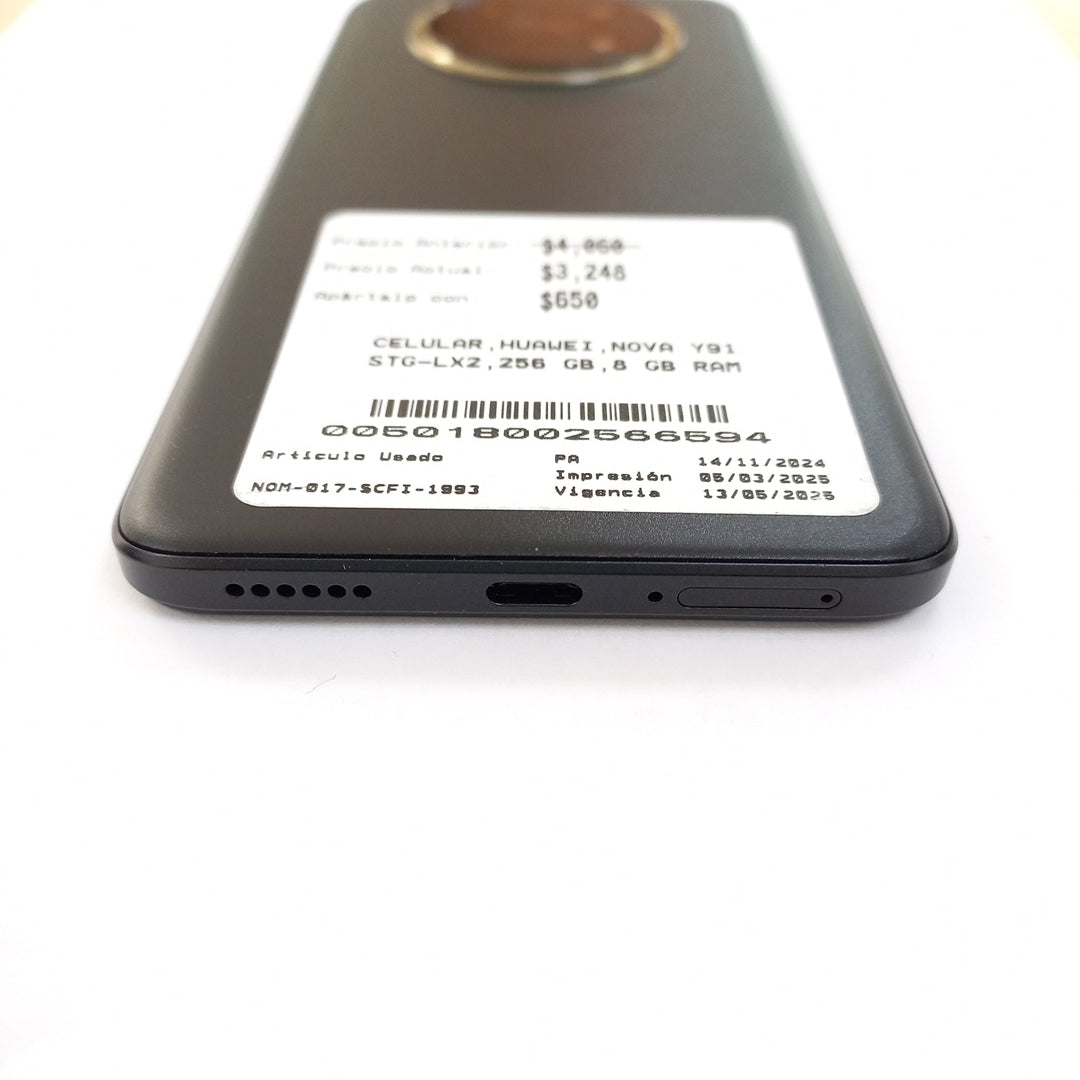 CELULAR HUAWEI NOVA Y91 STG-LX2 256 GB 8 GB RAM (SEMINUEVO)