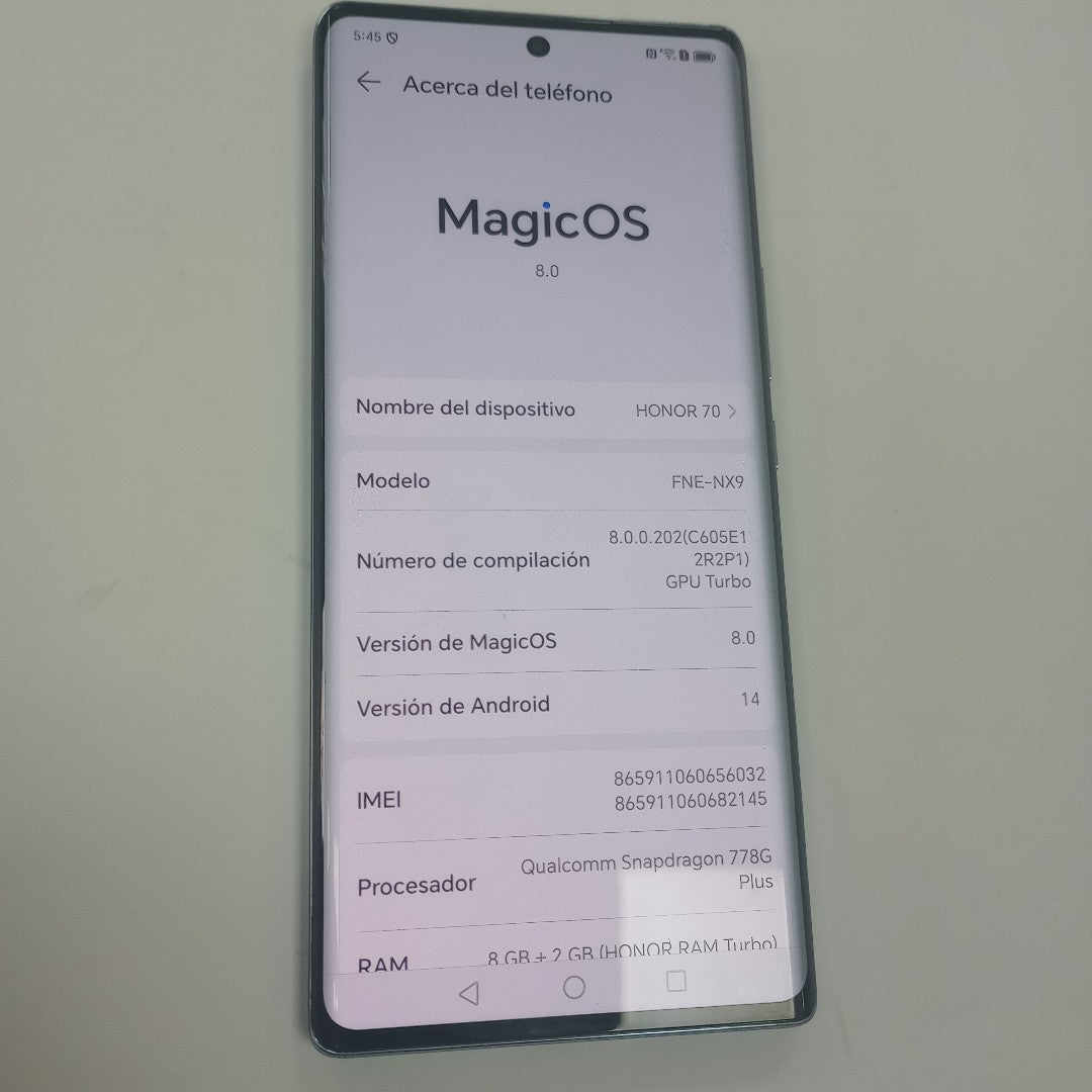 CELULAR HONOR 70 FNE-NX9 128 GB 8 GB RAM (SEMINUEVO)