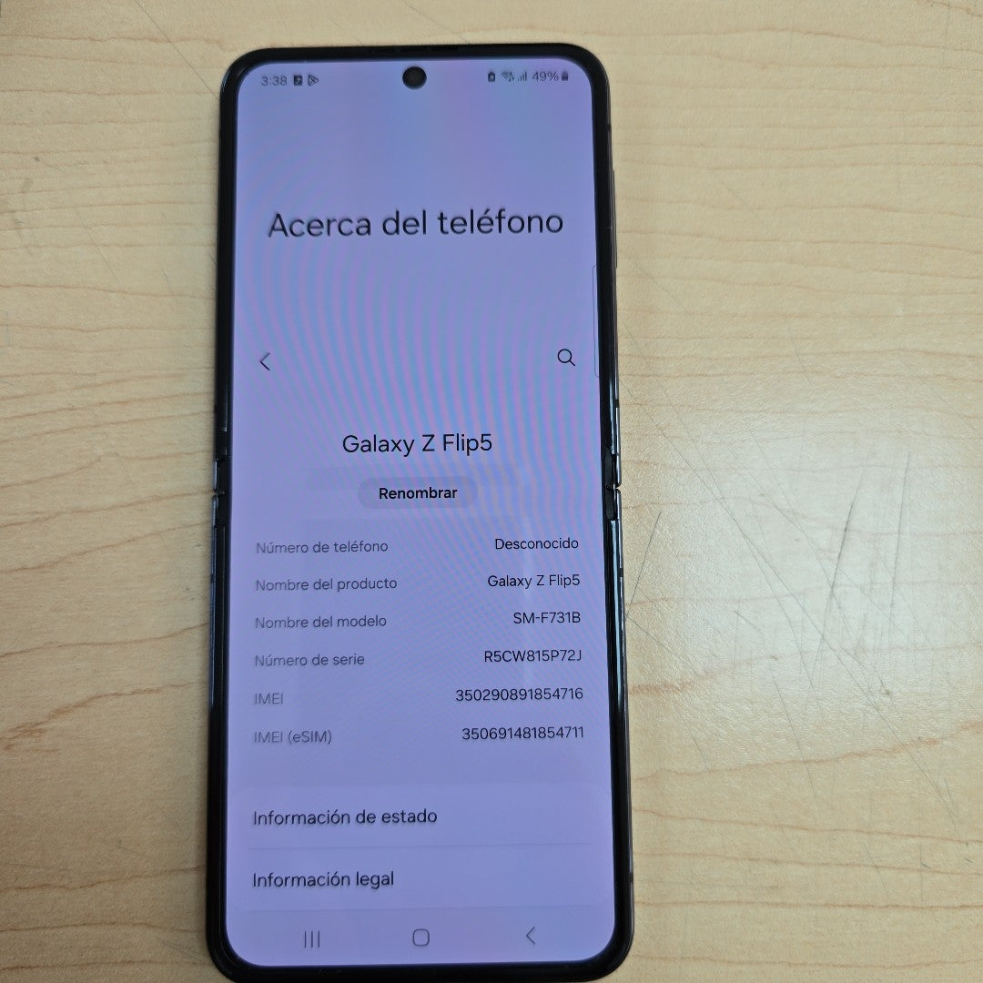 CELULAR SAMSUNG GALAXY Z FLIP 5 SM-F731B (2023) 256 GB 8 GB RAM (SEMINUEVO)