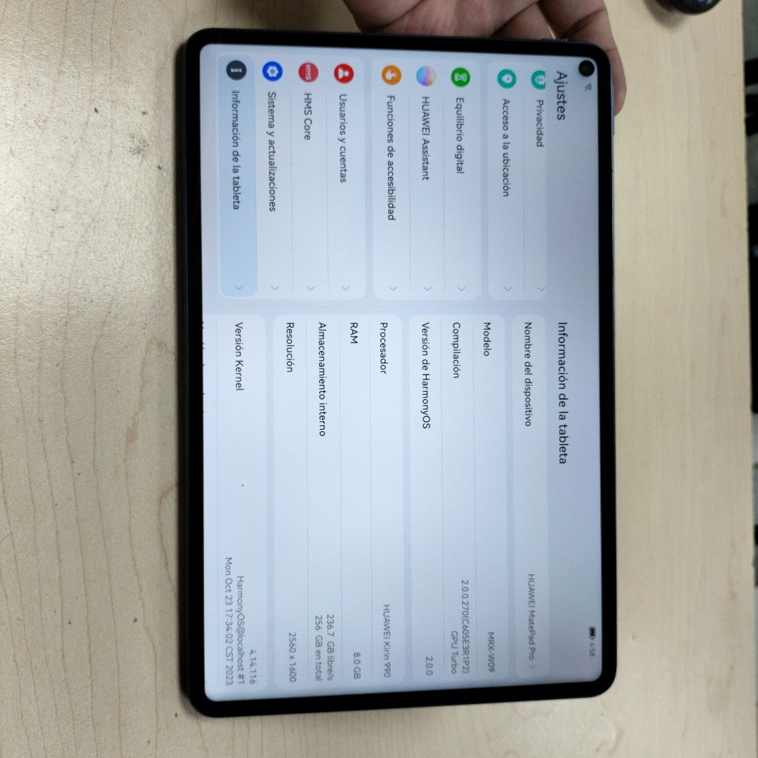 TABLETA HUAWEI MATEPAD PRO 10.8&quot; MRX-W09 256 GB 8 GB RAM (SEMINUEVO)