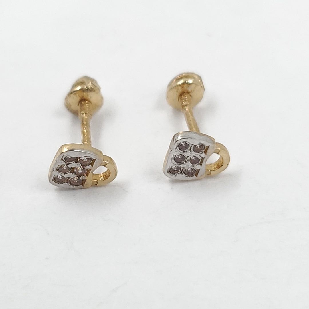 Broqueles para Dama Oro amarillo 14 K "Candado" con Circonias (nuevo)