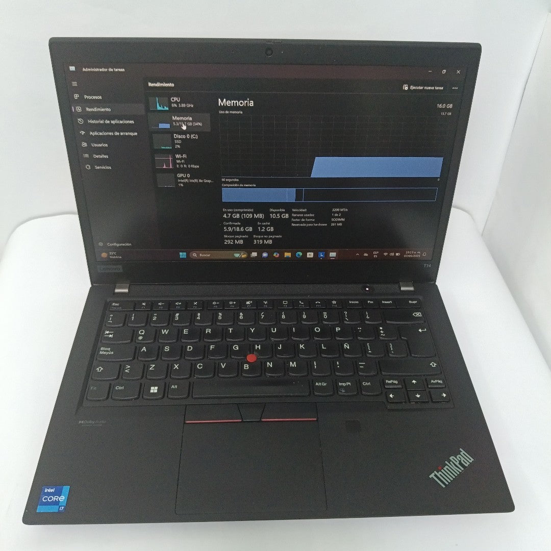 LAPTOP LENOVO THINKPAD T14 GEN 2 (2022) 512 GB SSD 16 GB RAM (SEMINUEVO)