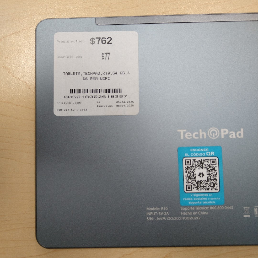TABLETA TECHPAD R10 64 GB 4 GB RAM (SEMINUEVO)