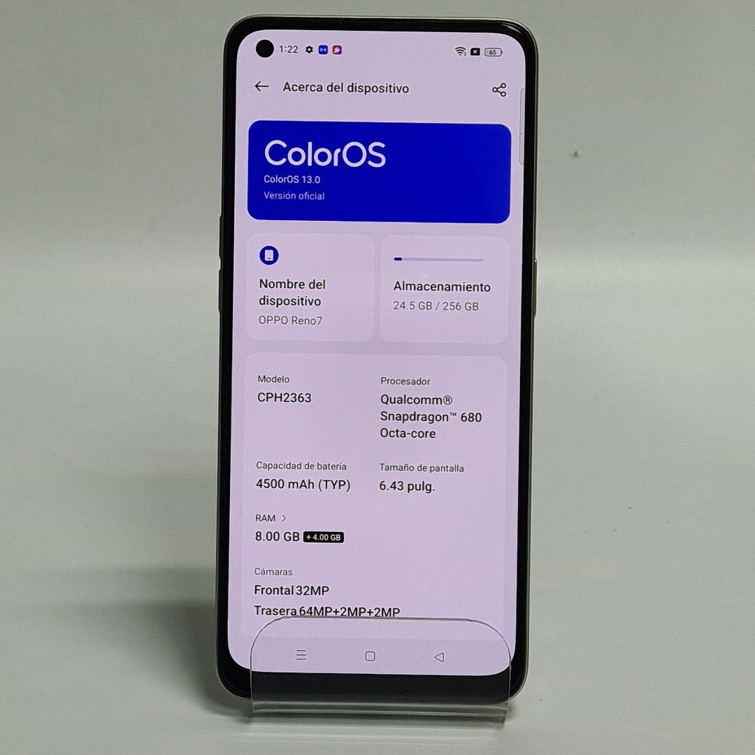 CELULAR OPPO  RENO7 CPH2363 (2022) 256 GB 8 GB RAM (SEMINUEVO)