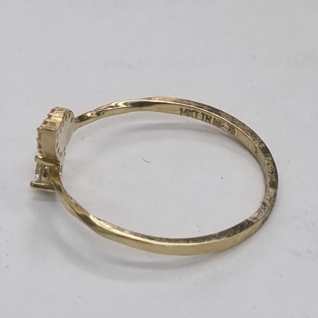 10182AND00075B933 FRD5 ANILLO SEMIABIERTO CON CIRCONIA Y UN ALA O/A ORO 14K 1.4GRS (NUEVO)