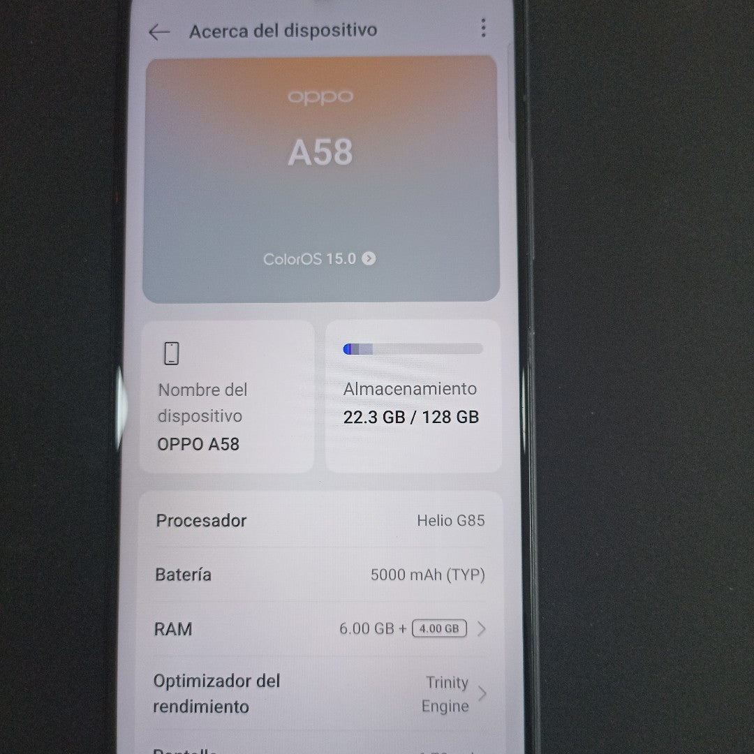 CELULAR OPPO  A58 CPH2577 (2023) 128 GB 6 GB RAM (SEMINUEVO)